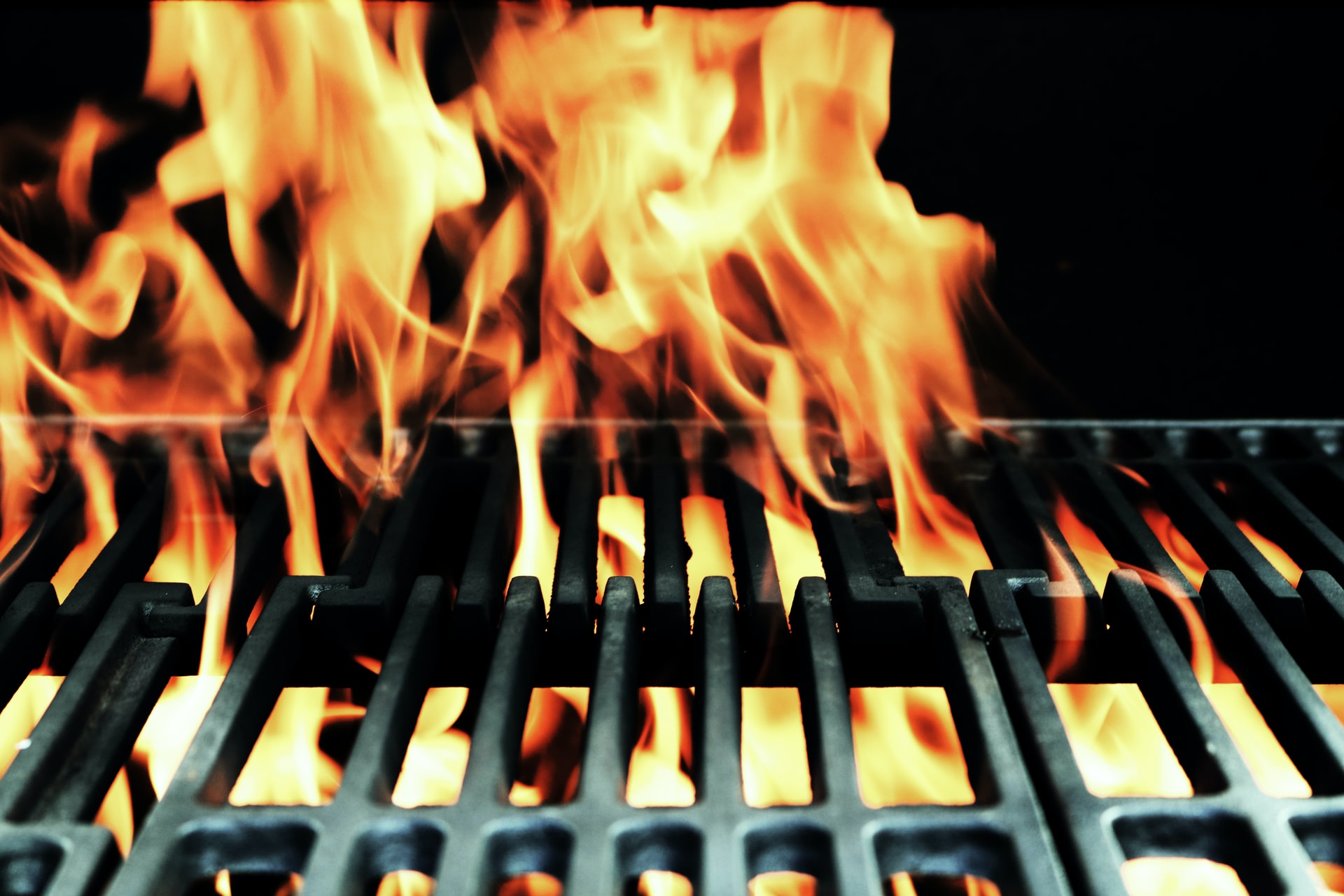flames on a grill