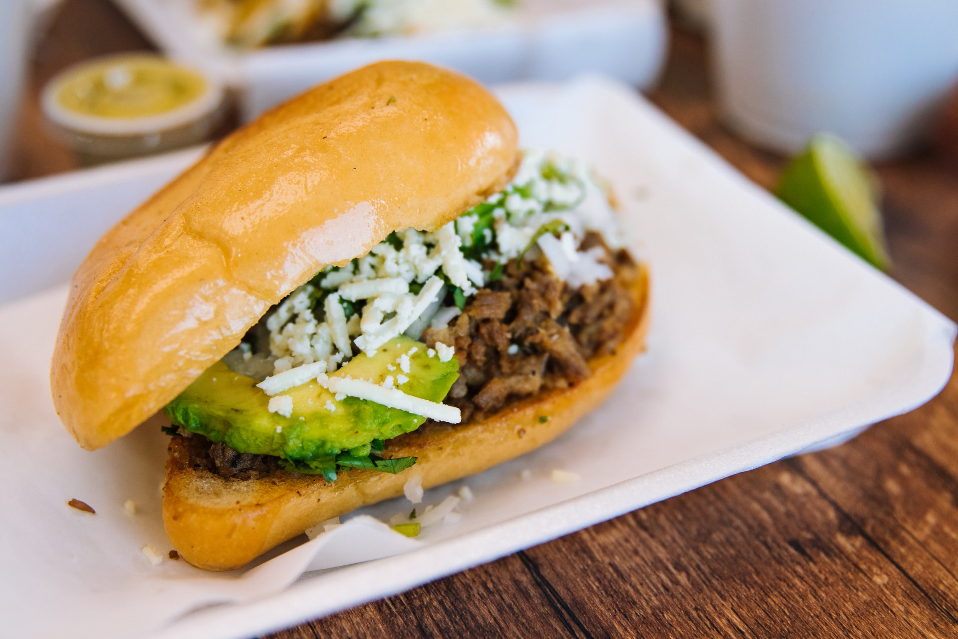 beef torta with onions and avocado