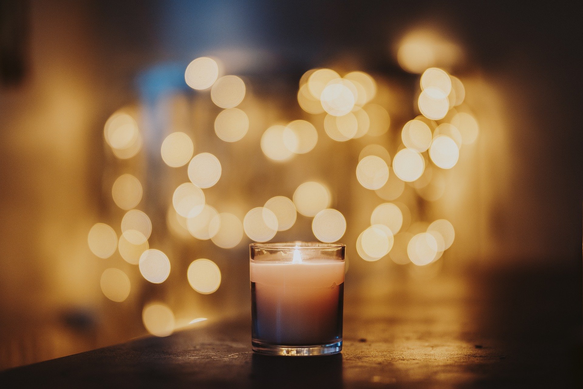 candle on a table