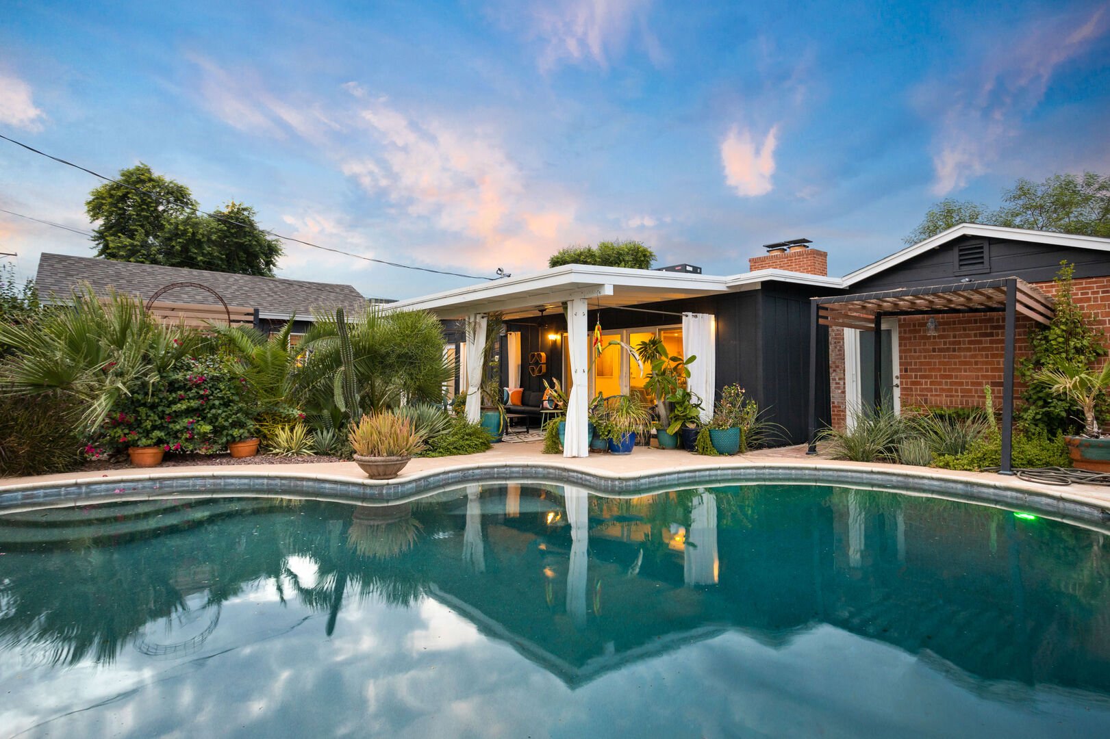 backyard with large pool