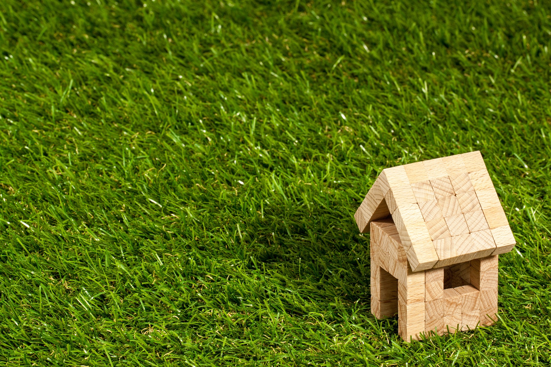 small wood house in grass