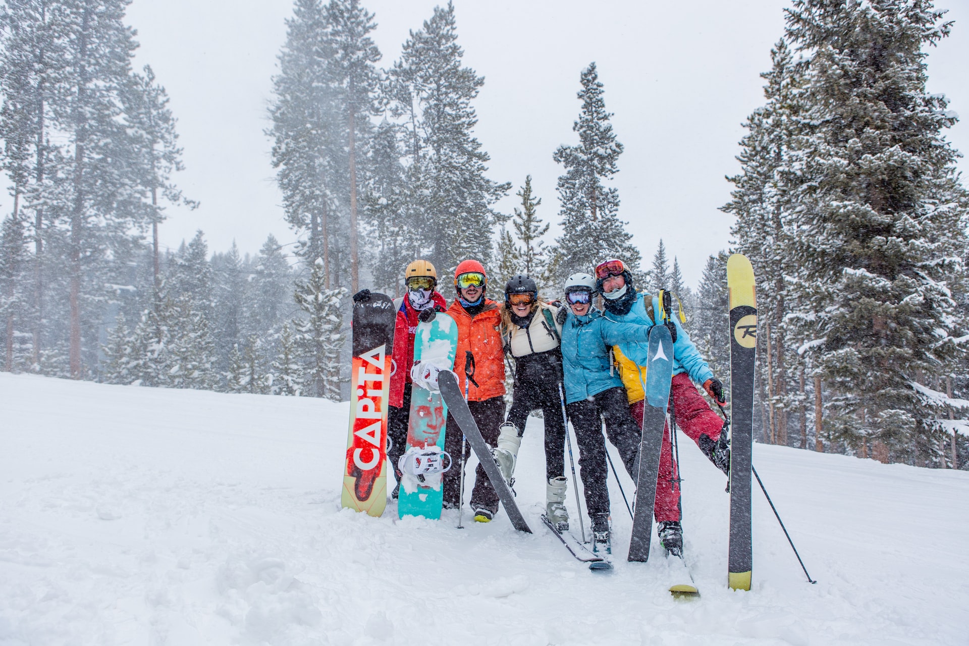 Group Standing in Snow Skiing