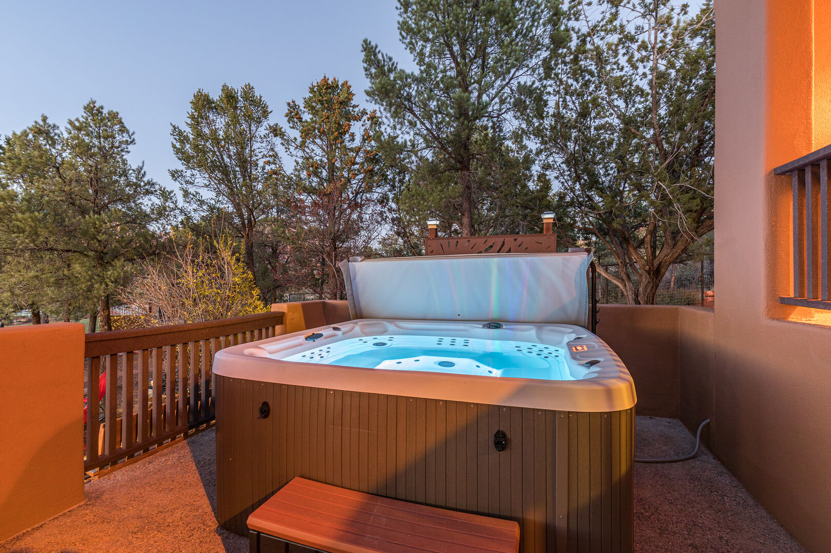 outdoor hot tub on porch