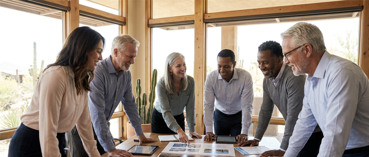 The Porter vacation rental management team collaborating in their Arizona office